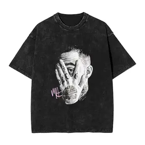 Retro Hip-Hop Style Graphic Tee, Unisex Washed Cotton Oversized T-Shirt, Casual Streetwear Top for All Genders