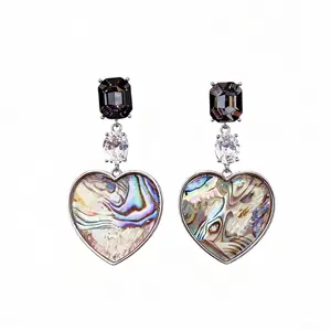 GIGI ARIA EARRINGS 14K Gold Plated Heart Abalone Shell Dangle Earrings for Women Jewelry