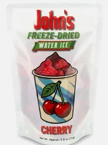 John’s Freeze-Dried Water Ice - Cherry Flavor - Light & Crunchy Fruit Snack (Mango, Lemon, Pineapple & 4-Pack Variety Bundles) | Trending TikTok Candy, ASMR Crunchy Sweets, Resealable Pouch, Travel Friendly, School Lunchbox, Sugar Crunch