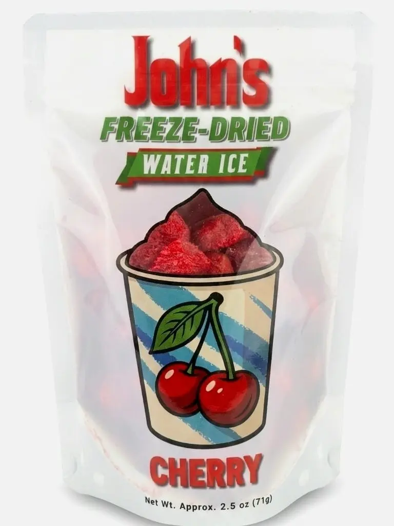 John’s Freeze-Dried Water Ice - Cherry Flavor - Light & Crunchy Fruit Snack (Mango, Lemon, Pineapple & 4-Pack Variety Bundles) | Trending TikTok Candy, ASMR Crunchy Sweets, Resealable Pouch, Travel Friendly, School Lunchbox, Sugar Crunch