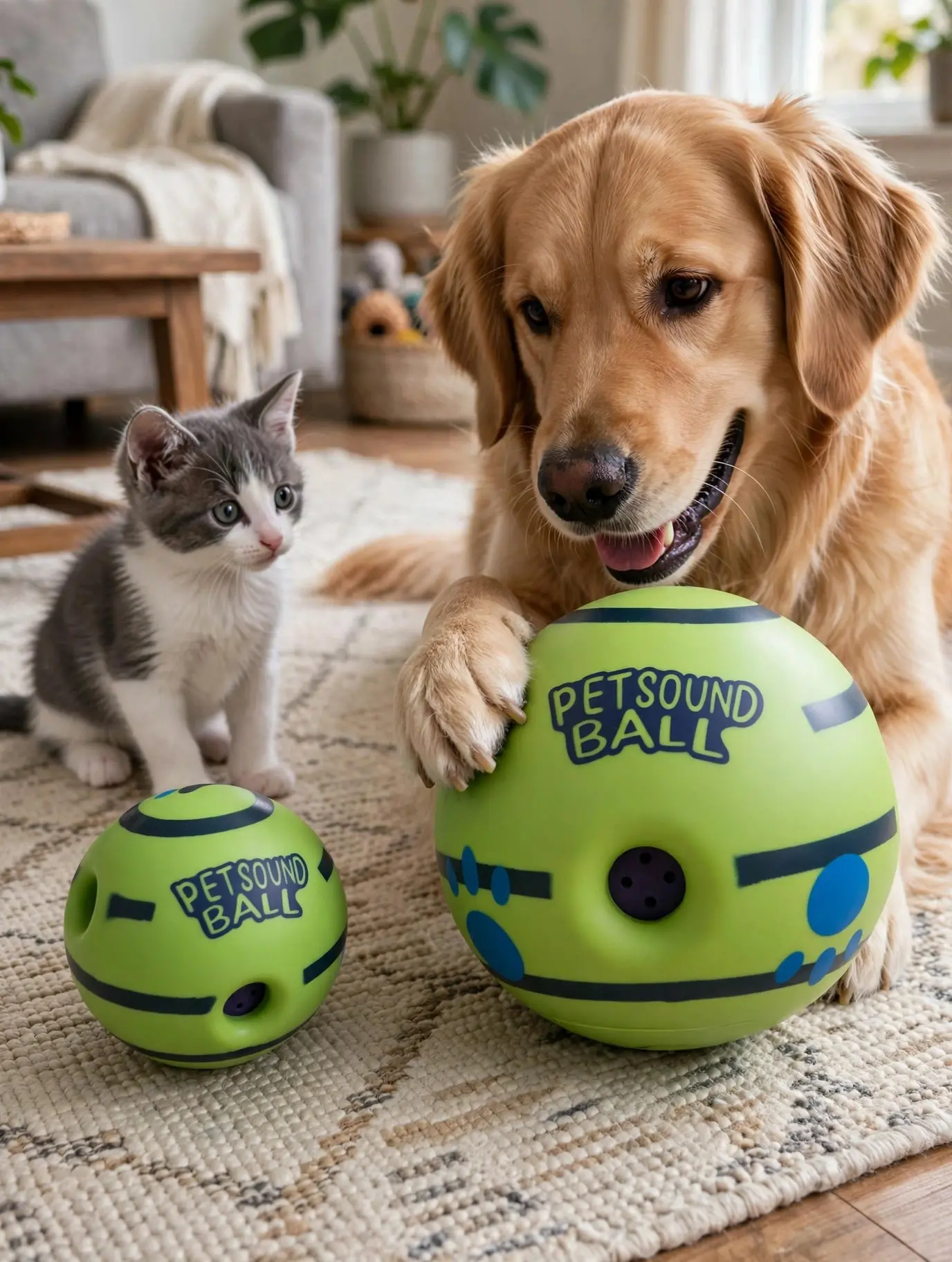Interactive Giggle Ball Dog Toy Wobble Wag Sound Ball for Dogs Funny Giggling Sound When Rolled or Shaken Active Play Toy for Small Medium Large Dogs Green