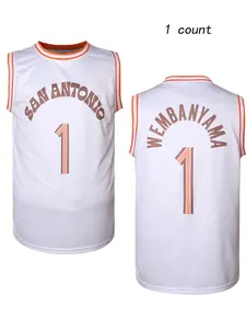 Victor Wembanyama 1 San Antonio Basketball Jersey, Quick-Dry Casual Tank Top, Breathable Loose-Fit, Ideal for Sports & Daily Wear