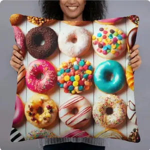 Cinnamon&Frost Donuts Throw Pillow - Soft and Comfortable Donut Cushion for Home Decor.