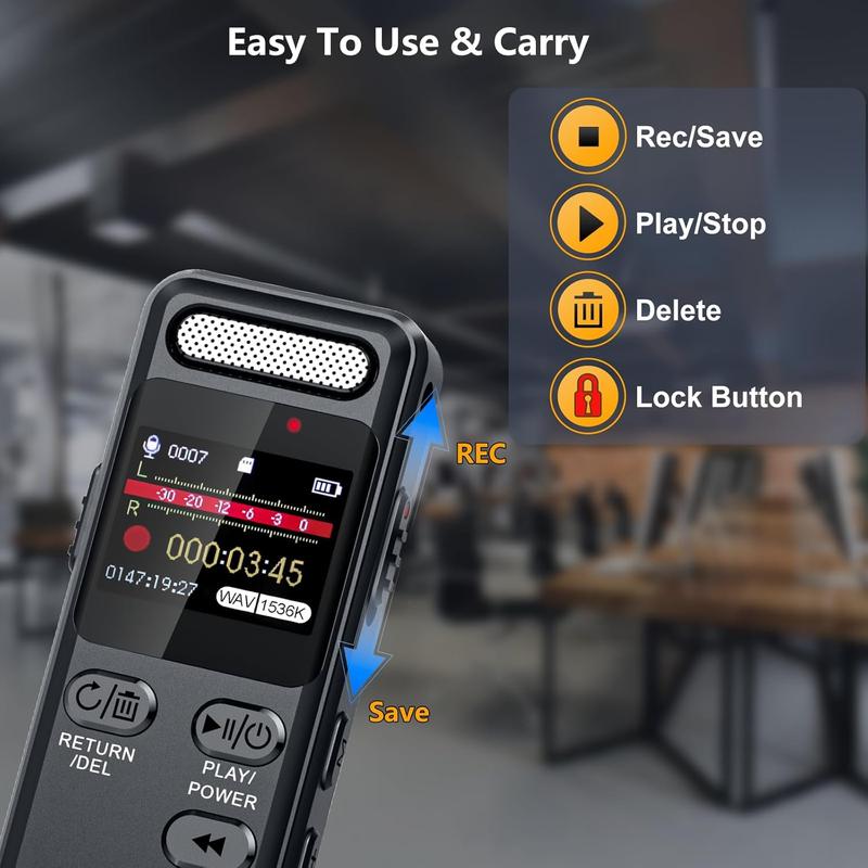 160GB Digital Voice Recorder with Playback, 1100mAh Mini Audio Recording Device for Lecture Interviews, 1536Kbps Voice Activated Recorder with Noise Reduction, Password, External Microphone