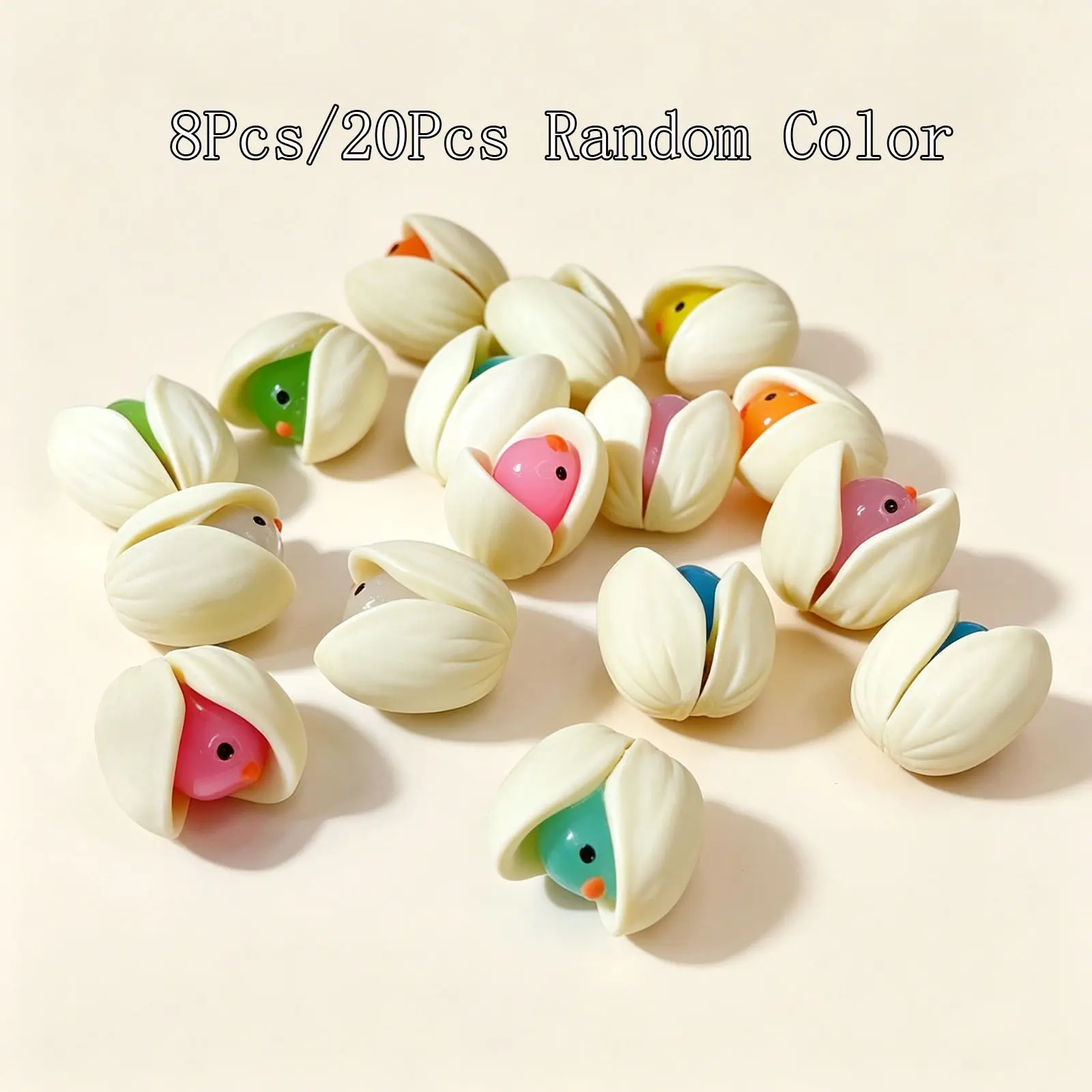 8Pcs/20Pcs Mini Eggshell Chick Resin Charms, Cute Cartoon Hatched Chicken Mini Figurines, Statues, Tiny Colorful Decorative Animal Ornaments for DIY Crafts, Fairy Garden, Garden Accessories, Resin Sculptures