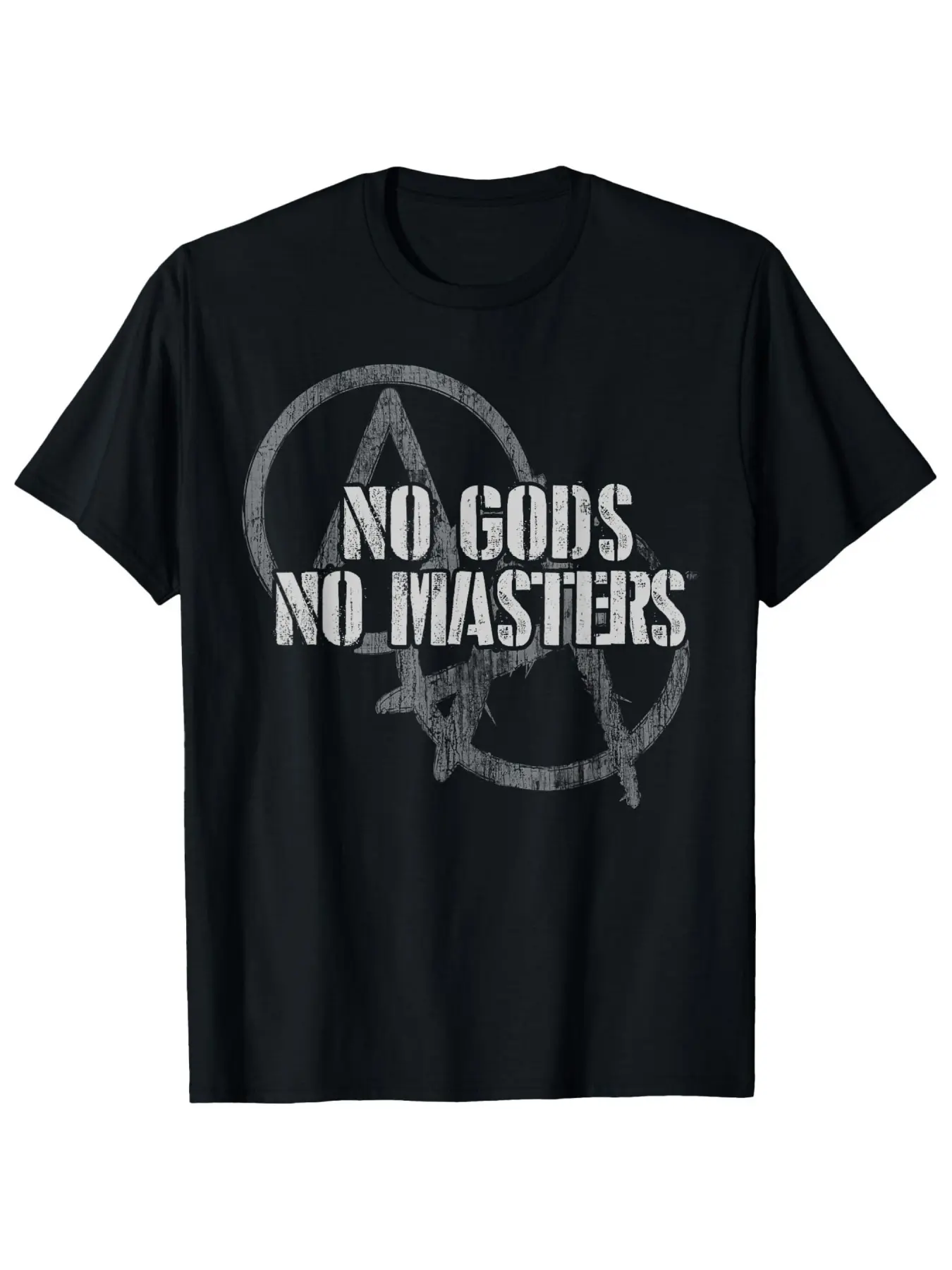 Men's No Gods No Masters Anarchist Atheist Graphic unisex soft cotton short sleeve t shirt, vintage graphic casual tee for men women teens, perfect birthday holiday gift for camping travel gym daily street  wear