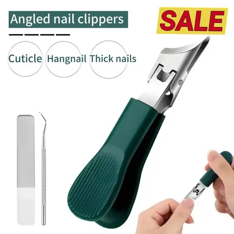 3Pc/Set Eagle Beak Beveled Nail Clippers,Wide Jaw Opening Anti-Splash Slanted Nail Clipper,Edge Nail Clippers,Long Handle Wide Jaw Opening Anti-Splash Slanted Nail Clipper for Men Women