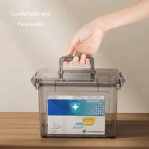Double-layer Medicine Storage Box - Transparent Multi-compartment Organizer for Home and Bedroom First Aid Kits Plastic Storage Bin Home Organizers