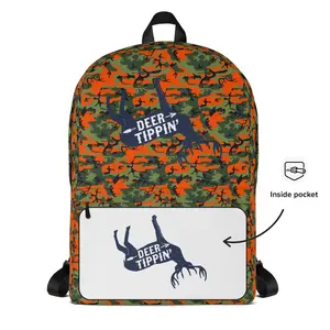 Deer Tippin' Blaze Camo Backpack Medium Size Water-Resistant 100% Polyester with Laptop Pocket & Ergonomic Straps