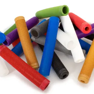 Riblet BMX Grips - Flangeless Mushroom Style Handlebars for BMX MTB & Cruiser Bikes - Improved Compound for Longevity & Soft Touch - Includes Nylon Bar Ends - 30mm Diameter 160mm Length