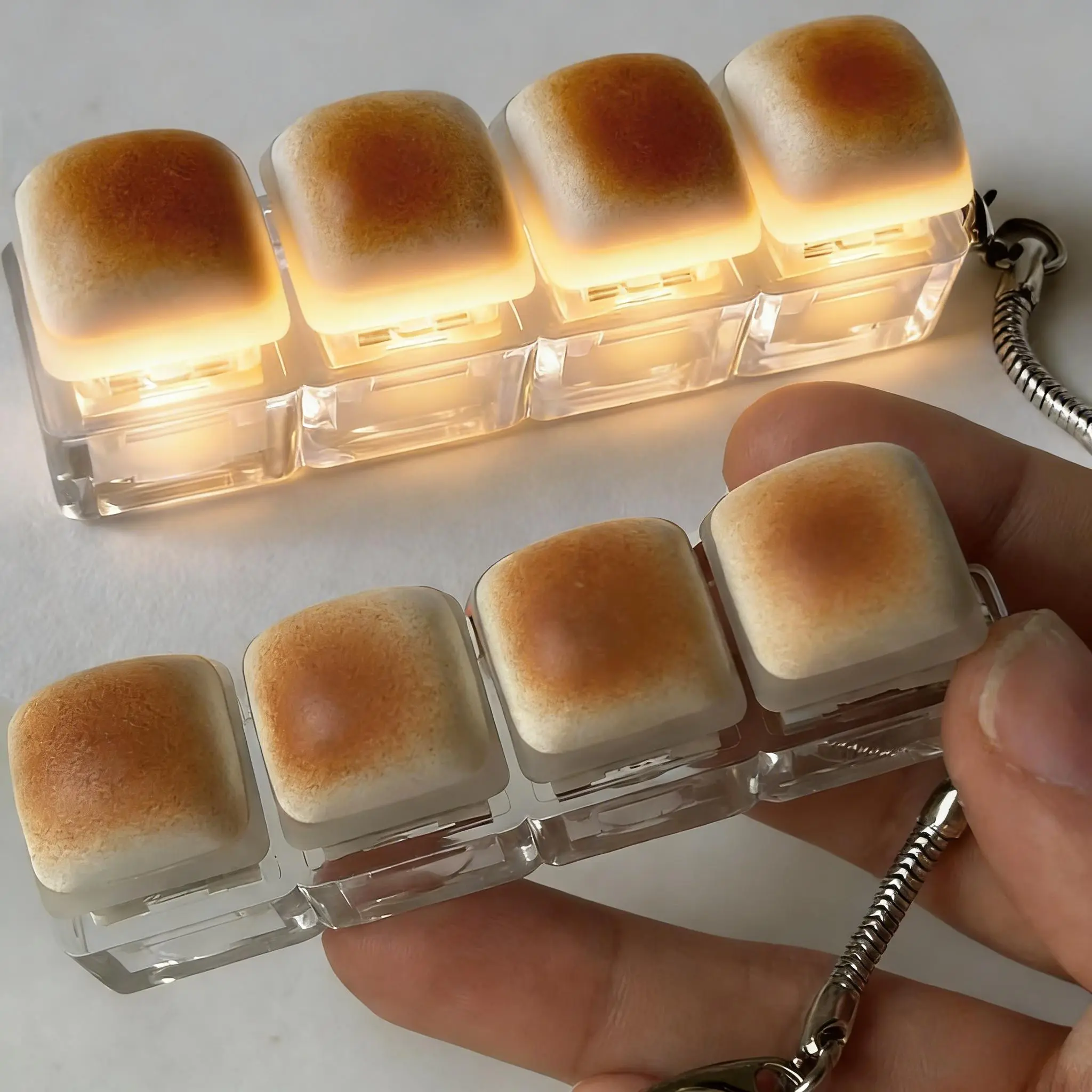 Bread Keycap Stress Relief Clicker Keychain Mechanical Keyboard Button Decompress Fingertip Keyring