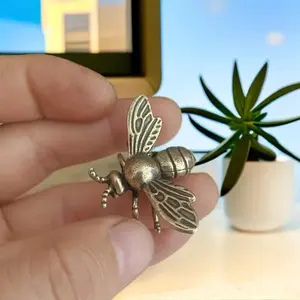 Solid Brass Insect Honeybee Figurines Miniatures Tea Pet Funny Beetle Crafts Collection Desktop Small Ornaments Home Decorations