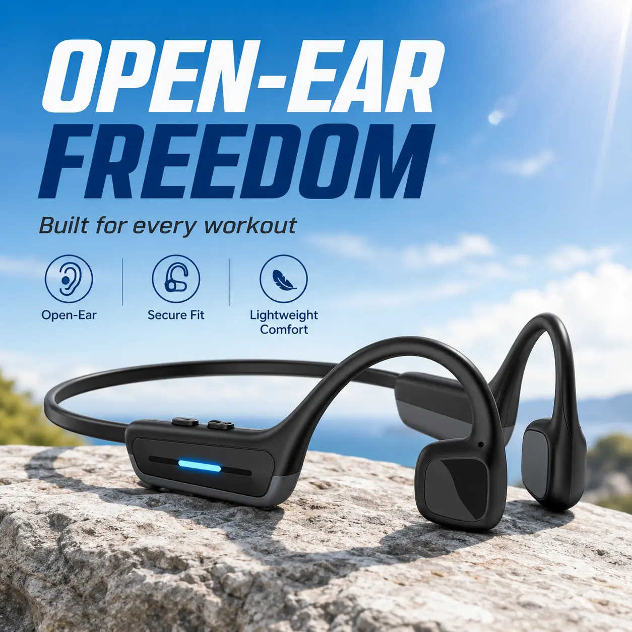 Open-Ear Bone Conduction Bluetooth Headphones & 32GB MP3 Player, IP68 Waterproof, Secure Fit for Workouts, Running and Swimming Grey Electronic