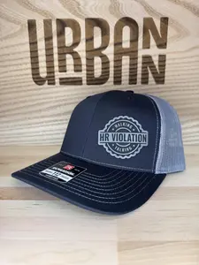 HR Custom Leatherette Patch Trucker Style Hat Unisex Adjustable Snap Closure 22" - 24 3/8" Circumference Cotton Breathable Mesh