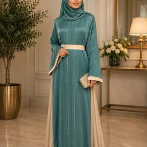 #17 Women's Dubai Luxury 1-Piece Abaya with Matching Hijab and Belt