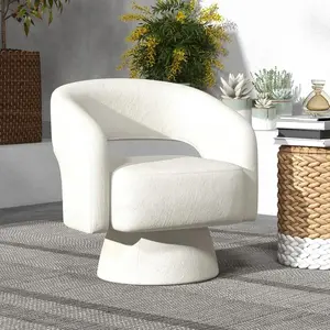 [summervibes] Hertford 21.3" Wide swivel chair, modern luxury velvet decorative chair, comfortable round armrests, 360-degree rotating bucket chair, suitable for living room, bedroom office, beige