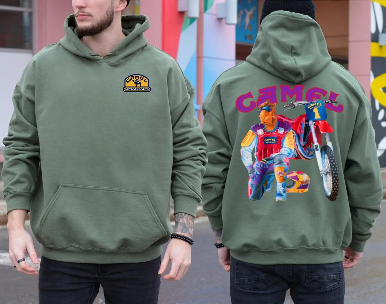 Camel Super Cross Vintage Hoodie, Retro Motorsport Racing Pullover, Classic Camel Racing Team Sweatshirt, 90s Aesthetic Motocross Hoodie, Vintage Distressed Motorsport Apparel