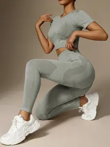 Women's Seamless Yoga Set, High-Waisted Quick-Dry Long Pants, High Elasticity Butt-Lifting Sports Outdoor Fitness, Gym Exercise Activewear, Yoga Gym Outfits