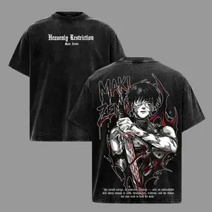 Maki Zenin Jujutsu Kaisen T-Shirt  – Vintage Washed Oversized Anime Tee, Dark Aesthetic Maki Manga Graphic Shirt, Heavy Cotton Unisex Streetwear JJK Merch, Fall Outfit Anime Gift Menswear Menswear Menswear