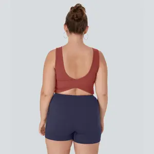 Halara U Neck Backless Crossover Plus Size Barre Ballet Dance Tank Top