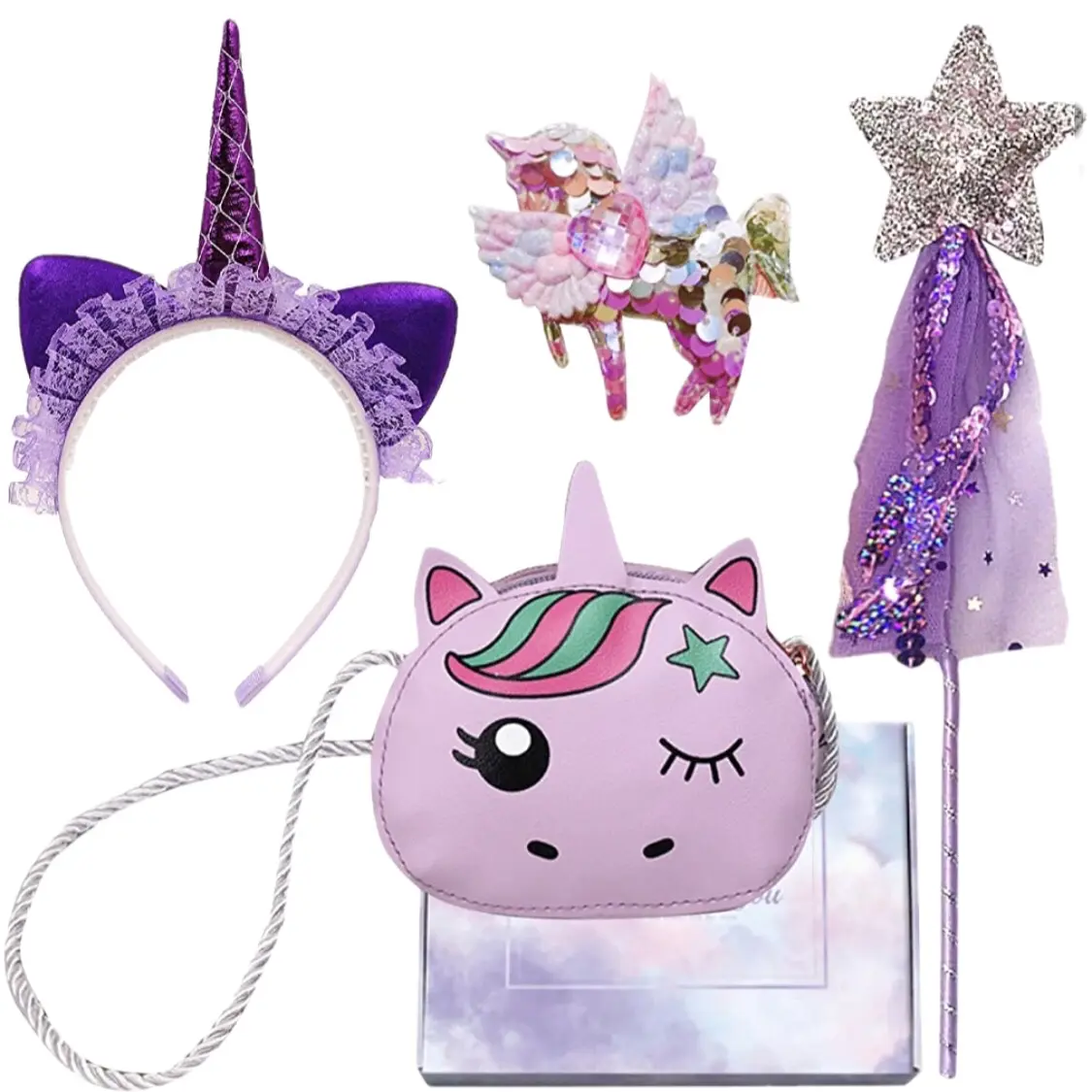Purple Unicorn Purse and Accessories