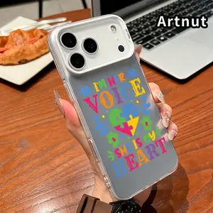 Phone Case for iPhone 17 Pro Max 16 Plus 15 14 13 12 11 Air E Caring for Autism Pattern Shockproof Silicone PC Back Protective Smartphone Cover