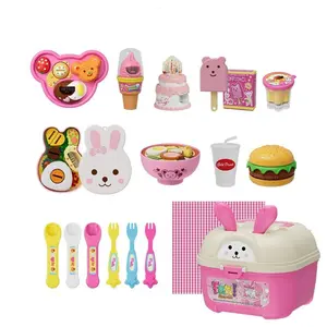 Little BearShape Pudding Feeding Set Pretend Play Simulation Model Lunch Box Pudding Role Play Kawaii Play House Toys