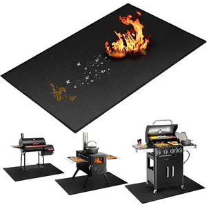 60x40 inch Large Grill Mats for Grill,-Thickened Fireproof Deck Protector Mat, Oil-Waterproof BBQ Mat for Grill, Grill Pads Fireplace/Fire Pit Mat
