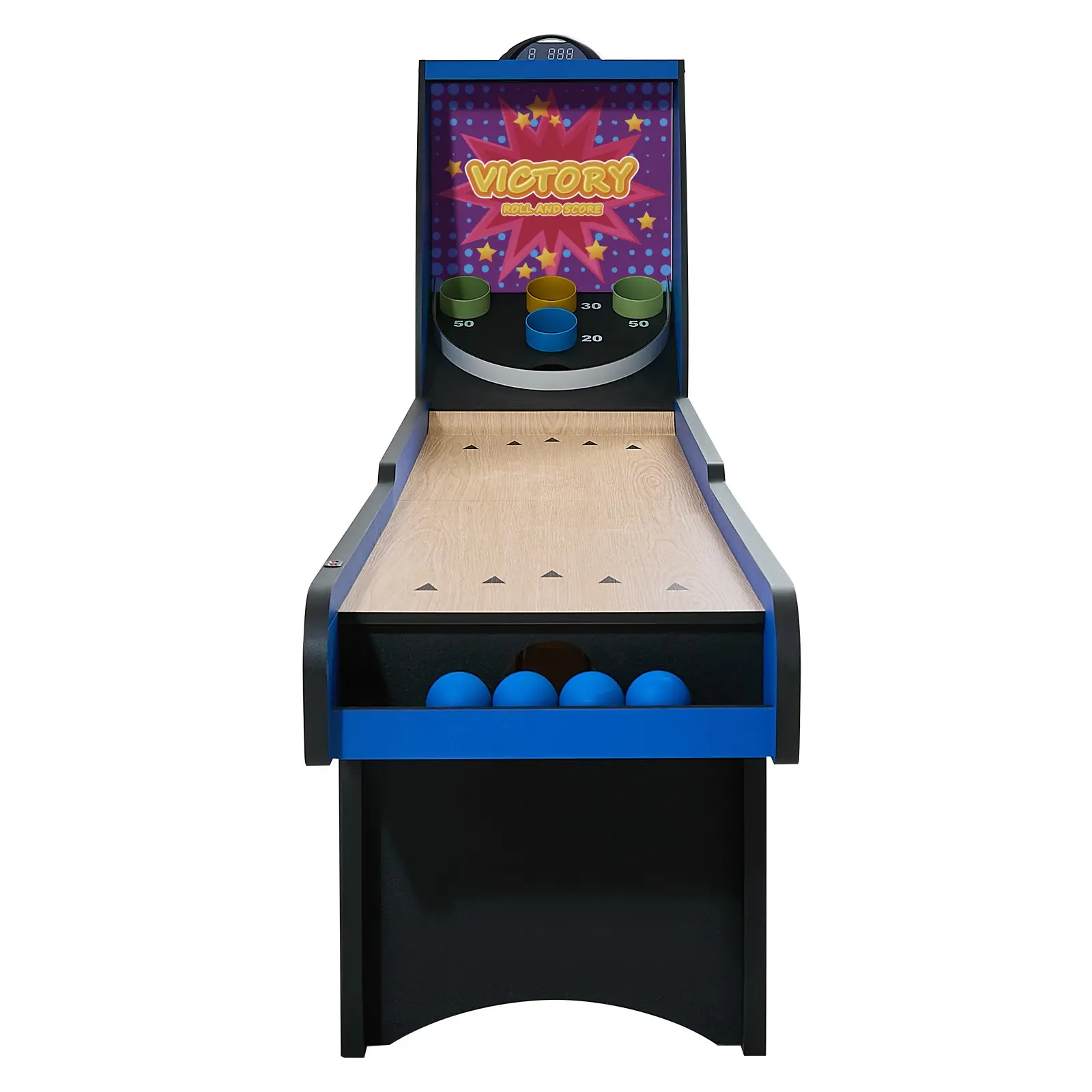 VEVOR 8' Roll and Score Classic Arcade Game Table, Rolling Ball Indoor Machine with Electronic Scorer, Sound, Automatic Return, 4 Balls Included for Family Recreation Game Room