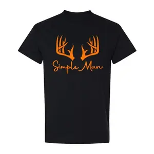 Simple Man Deer Graphic T-Shirt, Unisex Hunting Outdoor Adventure Tee, Comfortable Soft Fabric Casual Top, Versatile for Hunting Hiking & Everyday Outdoor Wear, Classic Crew Neck Short Sleeve Streetwear