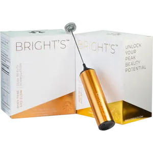 BRIGHT'S Peak Beauty Kit & Premium Frother | Hair Skin & Nails + Body Tone & Glow Supplements (20 Sachets/Each) with Rechargeable Handheld Frother – Supports Glowing Skin, Energy & Daily Wellness