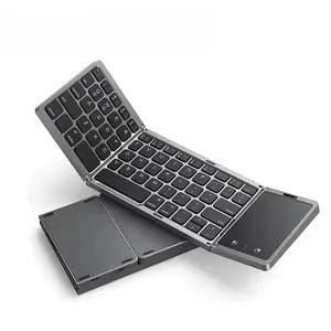 Foldable Wireless Bluetooth Keyboard Rechargeable Folding Portable Keyboards Backlit Cover Folio