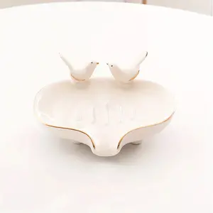 1pc Bird Soap Holder, Self Draining Soap Dish, Creative Ceramic Soap Dish for Shower Bathroom Kitchen Sink Bathtub