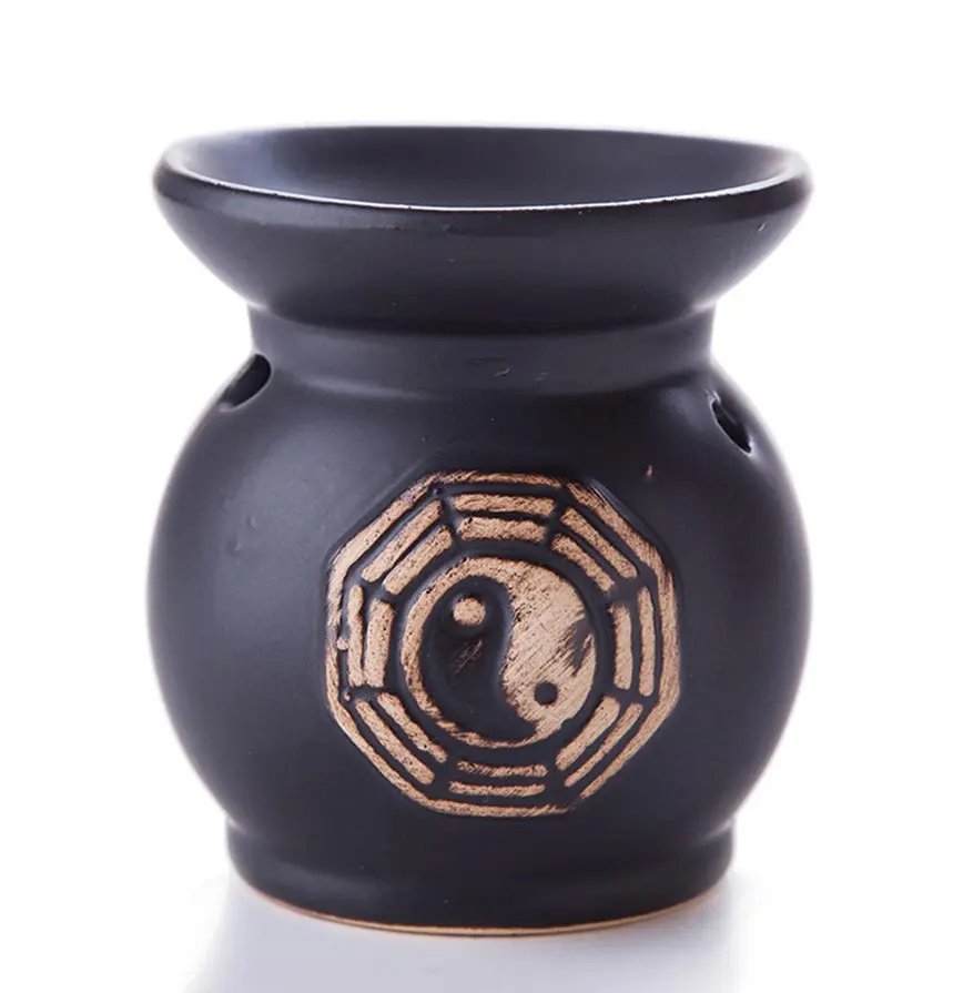 Thy Home Feng Shui Zen Ceramic Bowl Essential Oil Burner - Scented Light-Enhanced Diffuser, Candle Holder, Small (h3xw2.75xd2.75") Home Fragrance for Aromatherapy, Stress Relief, Bedroom Decor Ideas, Tea Light