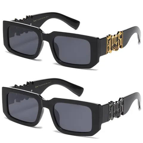 OG LOCS Big Frame Shades Black Gold with Embedded Logo Unisex Full Rim UV Protection Lens for Men & Women Sunglasses