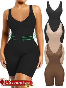 Shapewear Bodysuit for Women Tummy Control V Neck Butt Lifting Bodycon Romper Backless Seamless Sexy One Piece Shorts