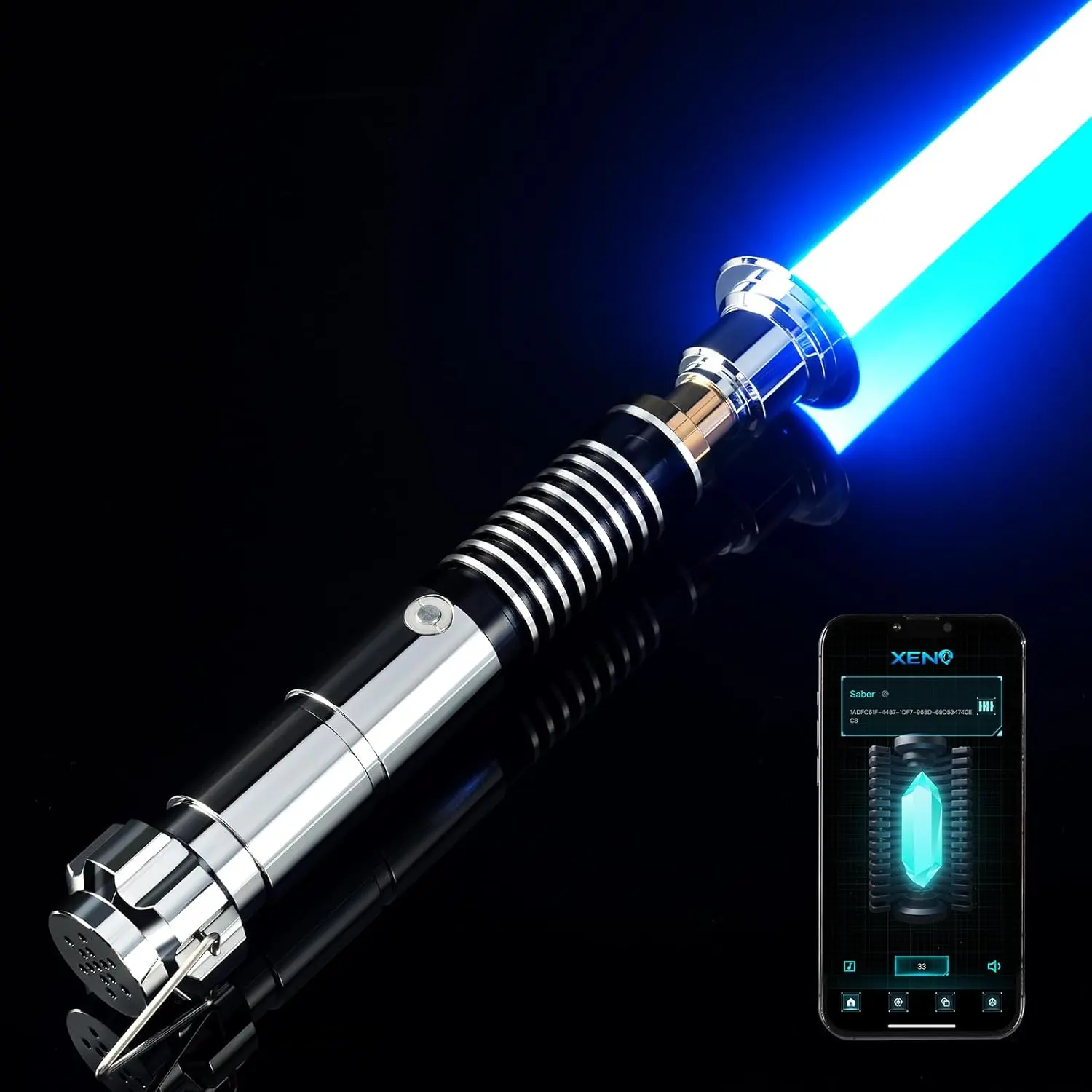 Xeno Luke Skywalker Rechargeable Lightsaber with Rechargeable Battery, 34 Pure RGB Multicolor, Metal Handle, Cyberpunk Turboflex, Custom Soundboard, Motion Control, Smooth Swing, Steel Construction, Realistic Sound Effects for Adult Fans Toy Sword