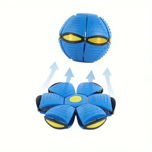 Pet Interactive Rolling Ball Toys, Striped Flying Saucer Bouncing Ball, Portable Flying Saucer Morphing Ball, Durable Plastic Pop-Up Ball for Medium and Large Dogs, Perfect Gift for Canine Entertainment