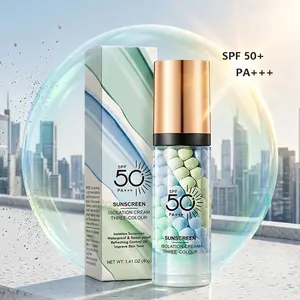 3PCS SPF 50+ PA+++ 3-in-1 Sunscreen Isolation Cream, Color Corrector Face Primer, Pre-Makeup Base for Oil Control, Moisturizing & Pore-Blurring, Luminous Even Skin Tone