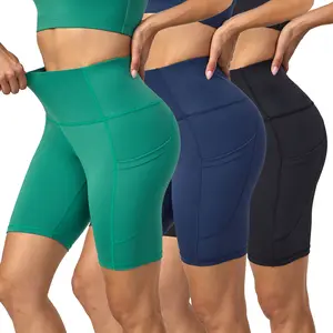 UIUO-UIPEU 3pcs Pack High Waist Tummy Control Yoga Pants Plus Size Short Length Leggings for Women With Pockets Butt Lifting Workout Yoga Pants Black Blue Green workout legging butt lifting