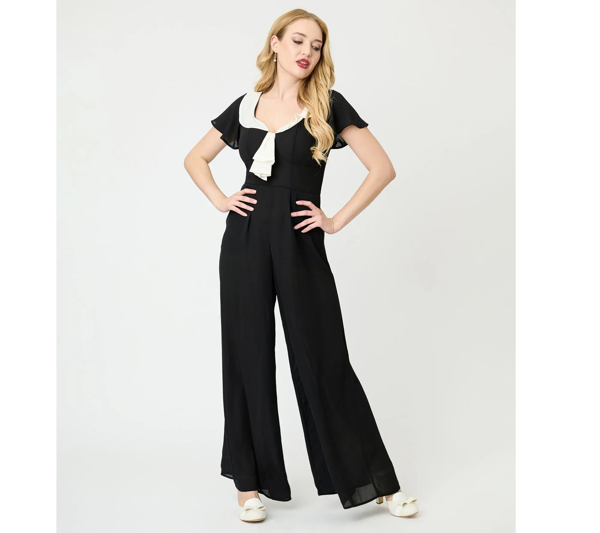 Unique Vintage Black Wide Leg Jumpsuit Unique Vintage Black Wide Leg Jumpsuit