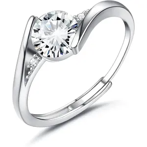MILACOLATO 925 Sterling Silver Moonstone Rings for Women Cubic Zirconia Ring Engagement Anniversary Wedding Promise Adjustable Ring maxine jewelry