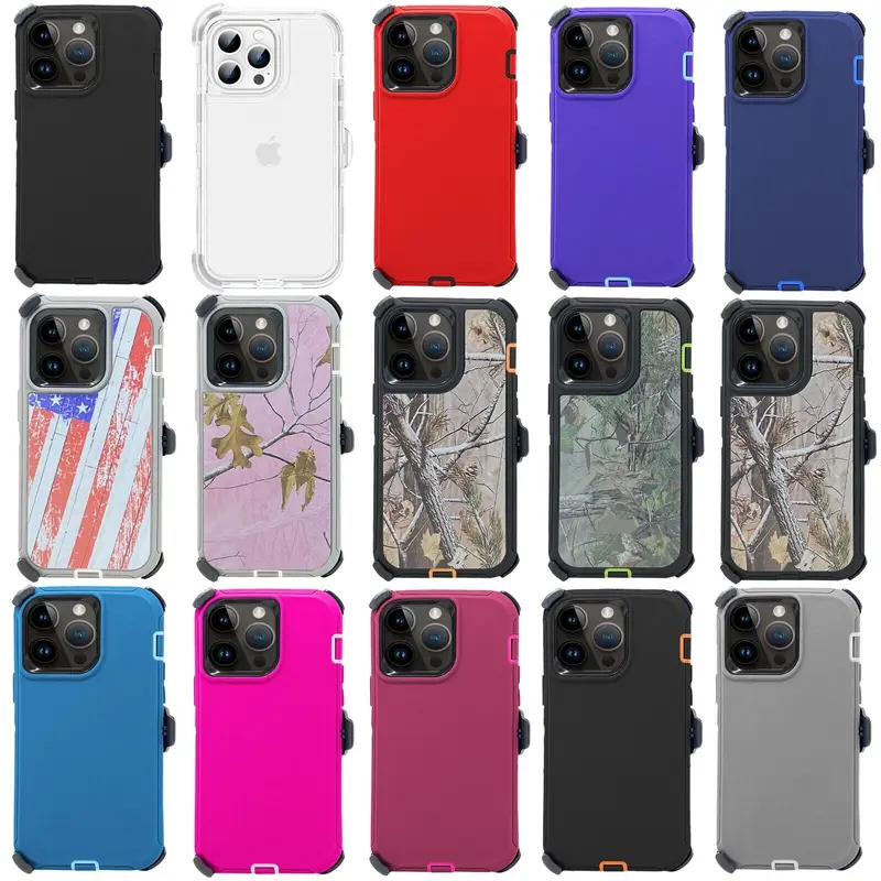 Rugged Defender Phone Case Cover For Apple iPhone 18 / 17 / 17E / 16 / 16E / 15 / 14 / 13 / 12 / Plus / Pro / Pro Max / Shockproof Heavyduty Protection cover With Belt Clip Phonecase