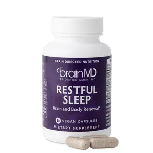 BrainMD - Restful Sleep | Promotes sustained, restorative sleep | A powerful dose of 2.5 mg of melatonin per serving - 60 vegan capsules