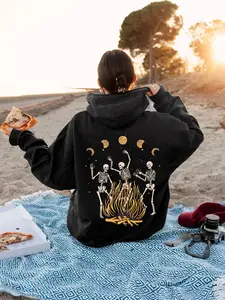 Festival Ready Dancing Skeletons Hoodie, S-5XL Perfect Witchy or Campfire Pullover in Multiple Colours, , Plus Size Gift  T-shirt, sweater and Hoodie