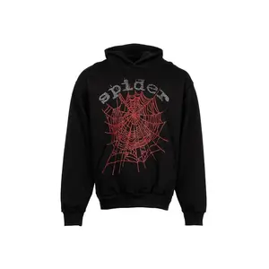 Sp5der Men's OG Rhinestone Logo Hoodie Black, from StockX