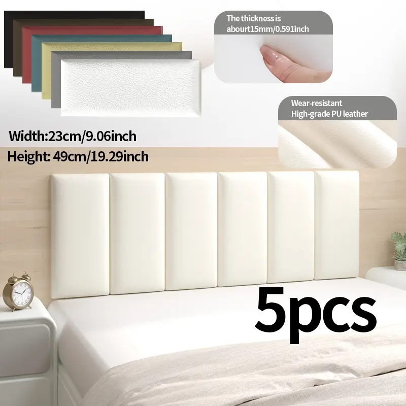 Self-Adhesive 5-Piece 3D Anti-Collision Wall Stickers, Waterproof, Soundproof, Noise Reduction, Thick Design, Easy Bedroom Decor, Ideal Gift for Parents, Self Stick Wallpaper