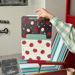 Cute Apple Ink Splash Acrylic iPad Case, Soft Detachable Design Compatible with iPad 11 & 10, Features Pen Slot and Bend Protection, Ipad Tablet Accessories