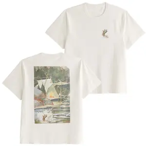 Vintage Camping Fox T-Shirt, Retro River Campsite Water Ski Fishing Graphic Print Soft Cotton Tee, Unisex Fit for Men & Women, Perfect Gift for Outdoor & Nature Lovers