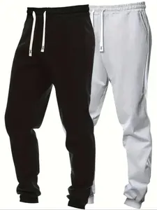 Men's Solid Drawstring Waist Jogger Pants, Casual Comfy Pocket Sweatpants for Fall, Men's Trousers for Daily Wear